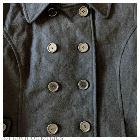 GIACCA Black Double Breasted Peacoat Size XL Wool Blend Heavyweight Lined - Picture 5 of 9